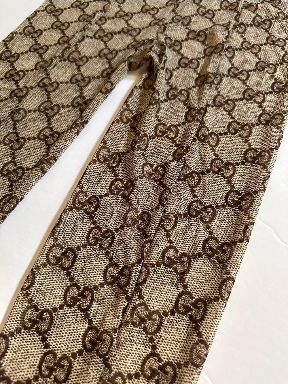 Gucci Brown GG Pattern Logo Print Tights hoisery NEW size small